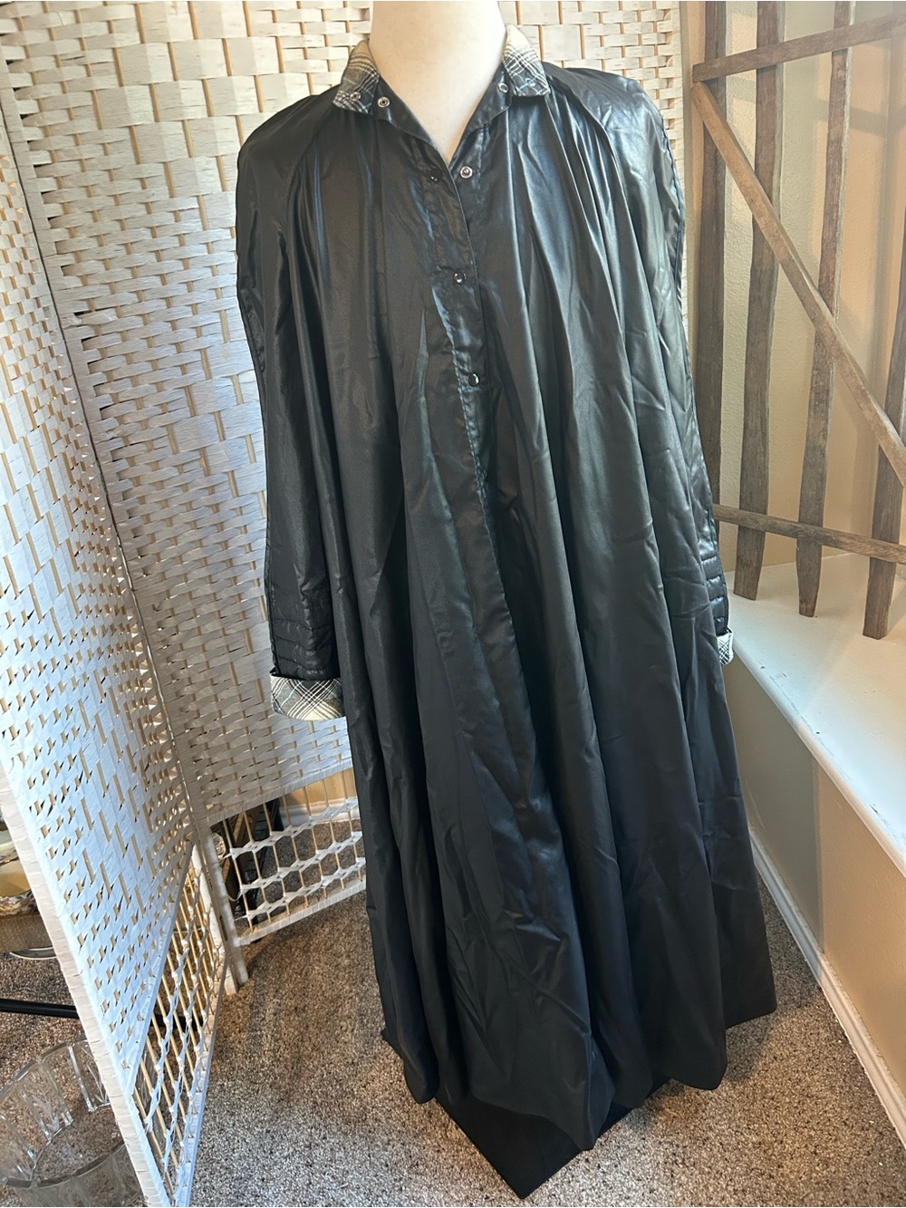 Dior Black Long Lightweight Trench with Quilted Sleeve Accents